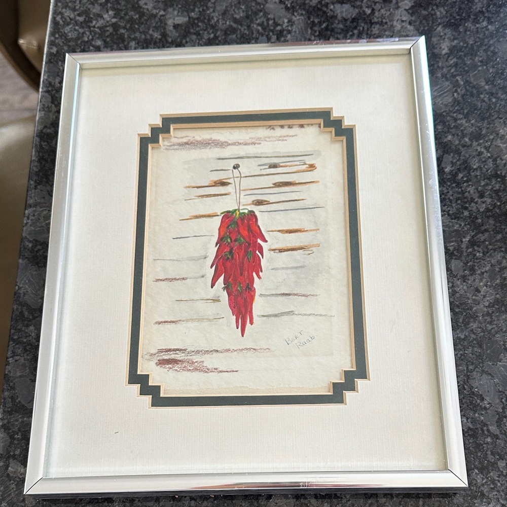 Framed Artwork with Red Peppers 8.5 by 10.5